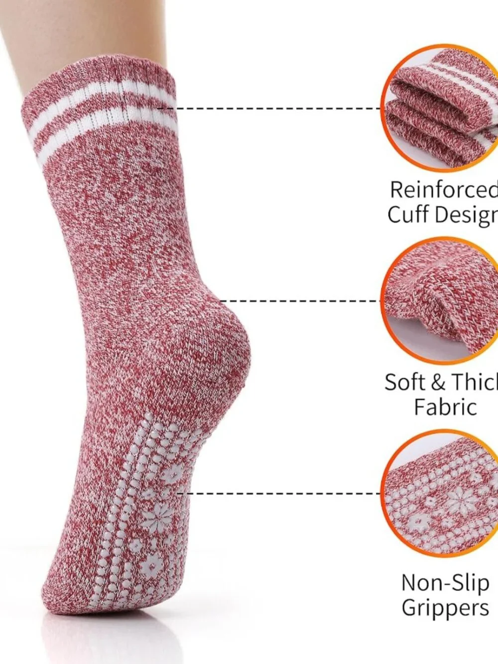 Cozy Non-Slip Thermal Slipper Socks for Women - 4 Pairs Soft Hospital Wear